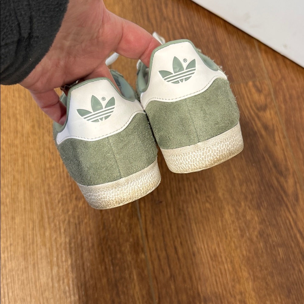 adidas Sage Green & White Gazelle Suede Sneakers - Picture 4 of 10